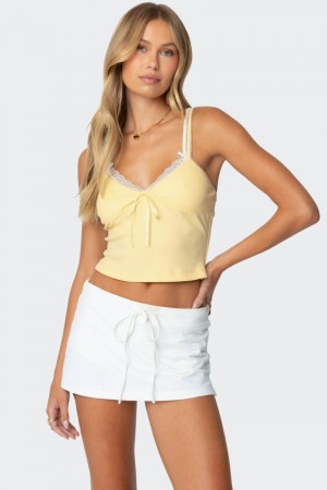 Edikted Lacey Layered Tank Top Yellow | USA SZ765136O7