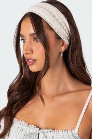 Edikted Lacey Textured Headband Hair Accessories Black | USA MF101090U8