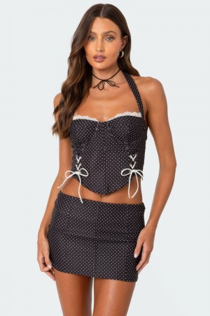 Edikted Laine Polka Dot Corset Black And White | USA IQ266376R2