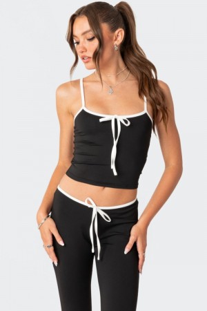 Edikted Leighton Contrast Tie Tank Top Black And White | USA OZ433703L8