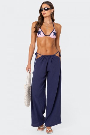 Edikted Leoni Side Tie Cotton Gauze Pants Cream | USA EE345794R9