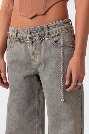 Edikted Level Up Charm Belts Silver | USA LF259635Y6