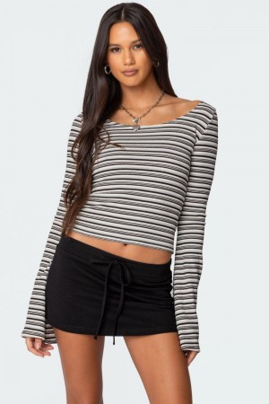 Edikted Lilia Striped Long Sleeve Tops Mix | USA LE334553L8