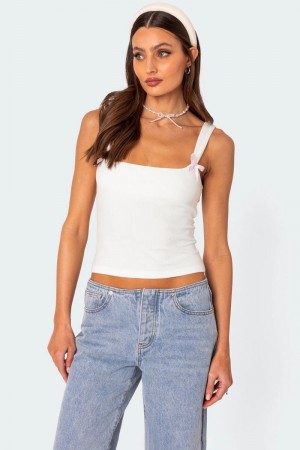 Edikted Lola Ribbed Tank Top Black | USA RF591669N5