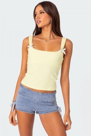 Edikted Lola Ribbed Tank Top Black | USA UC335603Y1