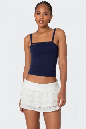 Edikted Looped Neckline Tank Top Navy | USA TD537993T9
