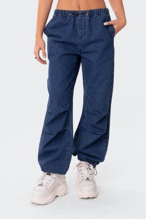 Edikted Lorelai Oversized Cargo Jeans Blue | USA YR825622X2