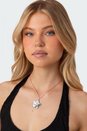 Edikted Lotus Cord Necklaces Pink | USA VD715431U1