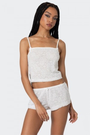 Edikted Love Lace Tank Top White | USA UV011351Y0