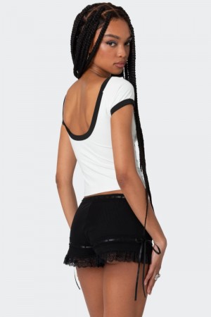 Edikted Low Back Contrast T Shirts Black And White | USA OI356115K0