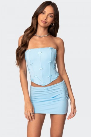 Edikted Lucinda Bow Detail Corset Light Blue | USA PI826932O0