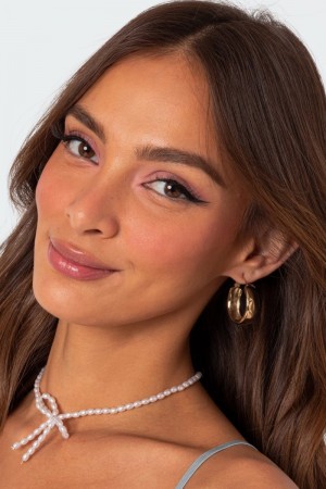 Edikted Lux Wide Hoop Earrings Gold | USA HA709570L6