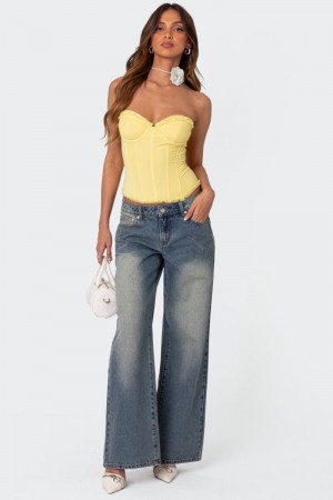 Edikted Magda Low Rise Acid Wash Jeans Black Washed | USA PV563186X1