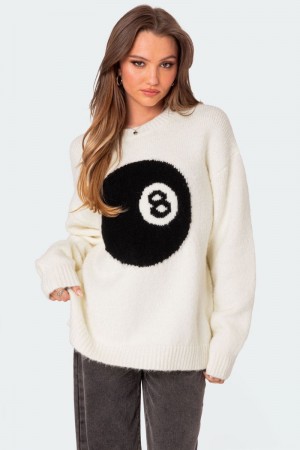 Edikted Magic 8 Oversized Chunky Knit Sweater Cream | USA AO700630D2