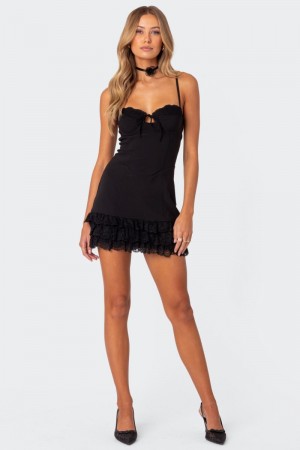 Edikted Maisie Corset Mini Dress Black | USA YO434553K3