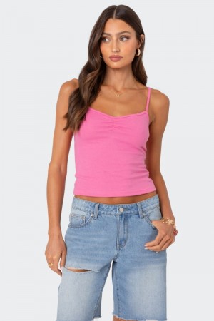Edikted Makena Cinched Tank Top Gray Melange | USA OM661786U1