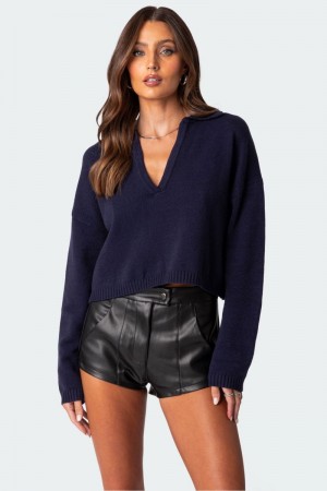 Edikted Marcie Oversize Cropped Sweater Cream | USA DX709890K7
