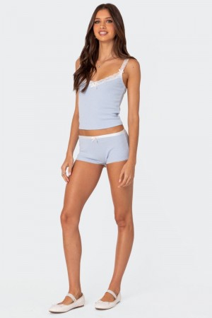Edikted Mariana Pointelle Micro Shorts Black | USA IU340054G5