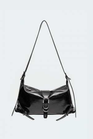 Edikted Marlie Faux Leather Shoulder Bags Black | USA FR706710O1