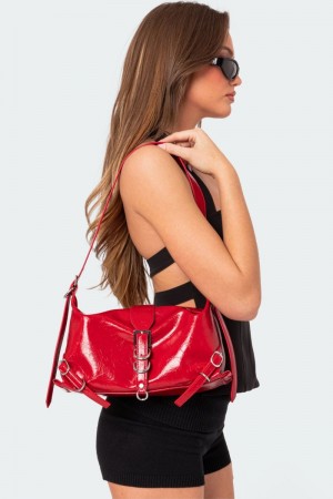 Edikted Marlie Faux Leather Shoulder Bags Black | USA KG121752Q4