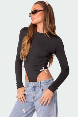Edikted Marlo High Cut Bodysuit Black | USA AH723272L9