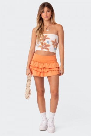 Edikted Martina Ruffle Terry Mini Skirts Black | USA MR962036Z9