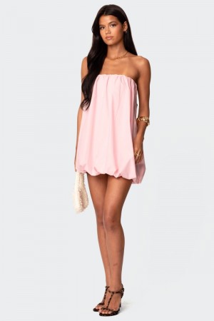 Edikted Met Strapless Bubble Mini Dress Light Pink | USA RY718101C4