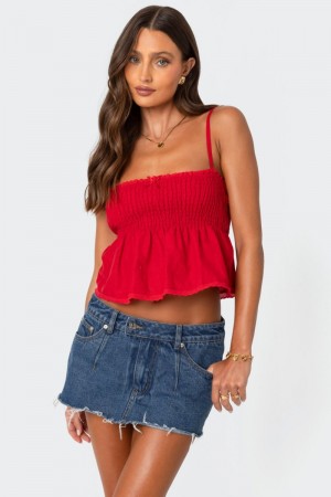 Edikted Millie Scrunch Tank Top Red | USA JE360036W1