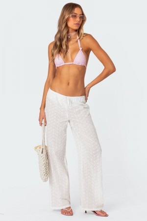 Edikted Miracle Cotton Lace Pants White | USA QK231113X4