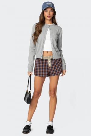 Edikted Mixed Plaid Boxer Shorts Mix | USA HR785478Y4