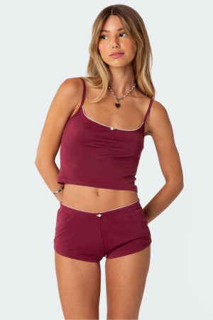Edikted Monroe Tank Top Burgundy | USA EM764196D2
