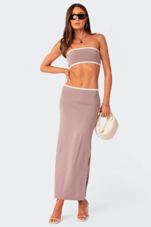 Edikted Nadia Side Slitted Maxi Skirts Purple | USA GZ561086M0