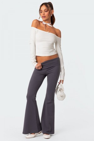 Edikted Naomi Flared Leggings Pants Black | USA KW760626H4