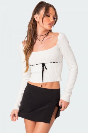 Edikted Natasha Knit Long Sleeve Tops Red | USA TB536953Q1