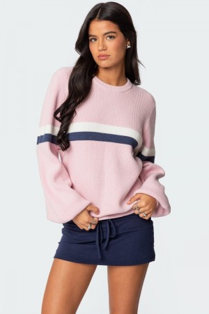 Edikted Nautical Striped Oversized Sweater Gray Melange | USA AC550365S4