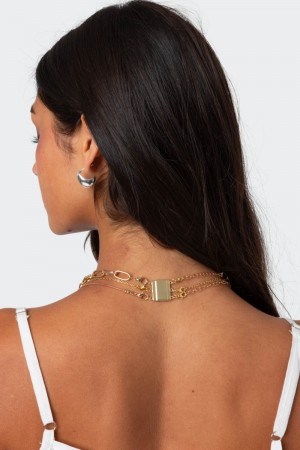Edikted Necklace Layering Clasp Necklaces Gold | USA EC123522P9