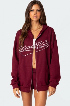 Edikted New York Oversized Hoodie Long Sleeve Tops Blue | USA LW660316Q1