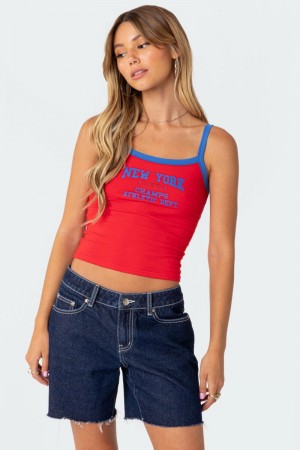 Edikted New York Tank Graphic Tops Red | USA XW766026T9