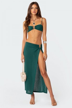 Edikted Nyssa Wrap Midi Skirts Green | USA LI208480C4