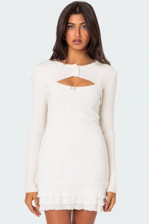 Edikted Octavia Cardigan Shrug Sweater White | USA GB436293E9