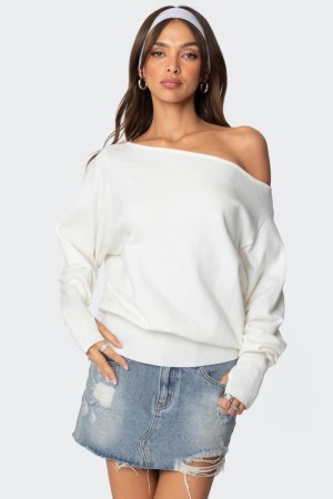 Edikted Off Shoulder Oversized Sweater Black | USA XI335823Y8