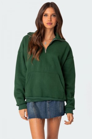 Edikted Oversized Quarter Zip Sweatshirts Green | USA DN119761Q3