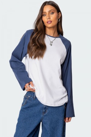 Edikted Oversized Raglan Long Sleeve T Shirts White | USA LE783408I8