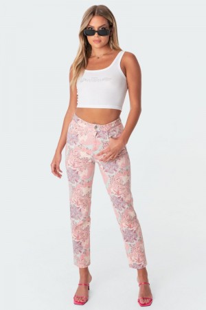 Edikted Paisley Wash Mom Jeans Mix | USA OM045904J0
