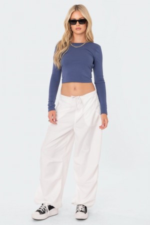Edikted Parker Nylon Cargo Pants White | USA DQ848534P8