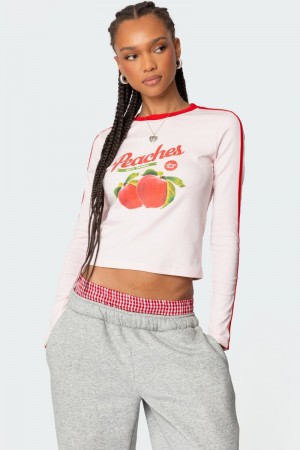 Edikted Peachy Long Sleeve Tops Light Pink | USA PO584198O3