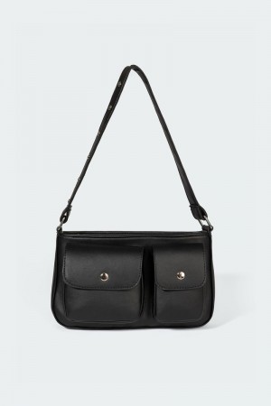 Edikted Perfect Fit Faux Leather Shoulder Bags Black | USA ZT279587X7