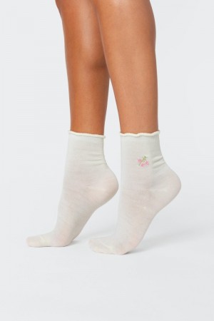 Edikted Petal Princess Socks Cream | USA NN228102W8