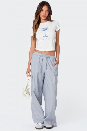 Edikted Phoenix Linen Look Cargo Pants Gray | USA GF161416A9
