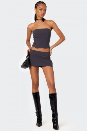 Edikted Piper Micro Skorts Dark Gray | USA QH301900S9